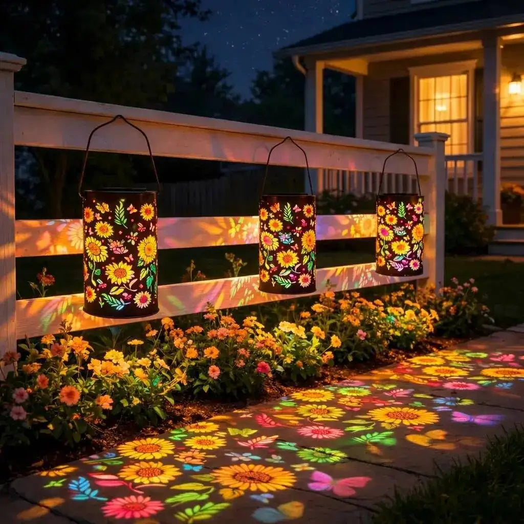 Lanterna Solar Sunshine™ com Projeção Floral e Resistênica à Água