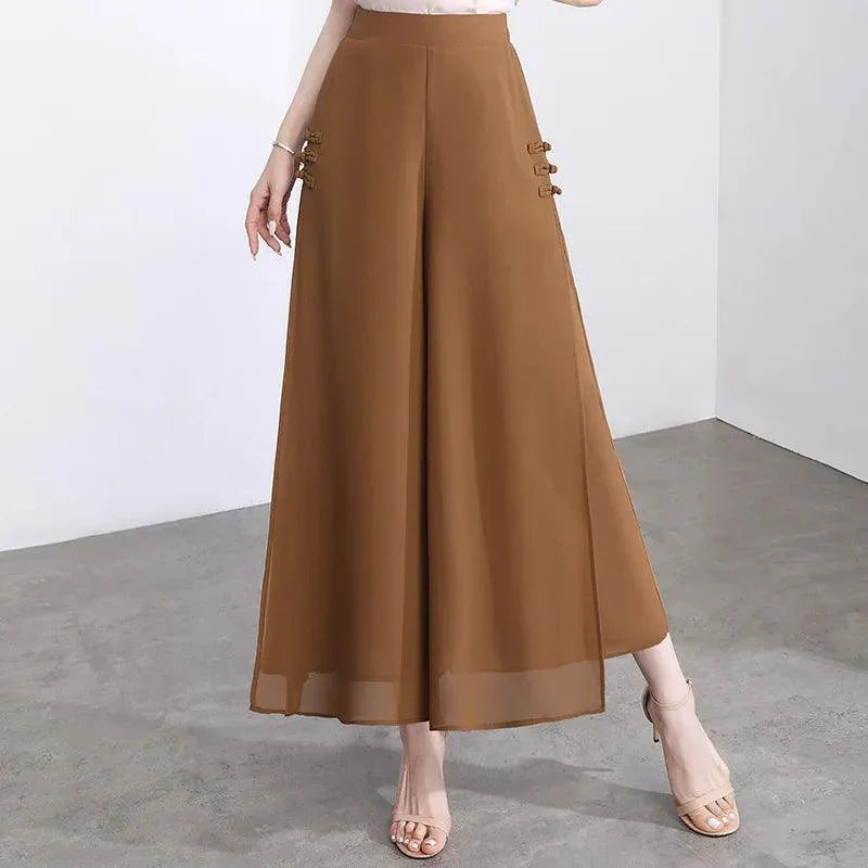 Calça Saia Palazzo™ com Dupla Camada em Chiffon / Desfile Exalando o Máximo de Beleza e Glamour!