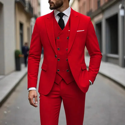 Terno Montevic™ com Colete Transpassado, Blazer Estruturado e Corte Slim / Presença Impecável Para Ocasiões Especiais.