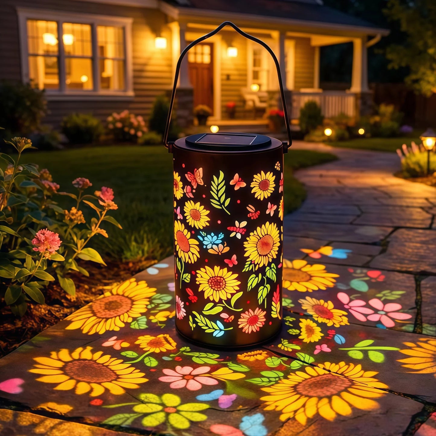 Lanterna Solar Sunshine™ com Projeção Floral e Resistênica à Água