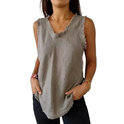 [COMPRE 1 E LEVE 2] Regatinha Videl™ em Linho de Algodão com Detalhes Desfiados / Sofisticação e Estilo para a Mulher Autêntica!