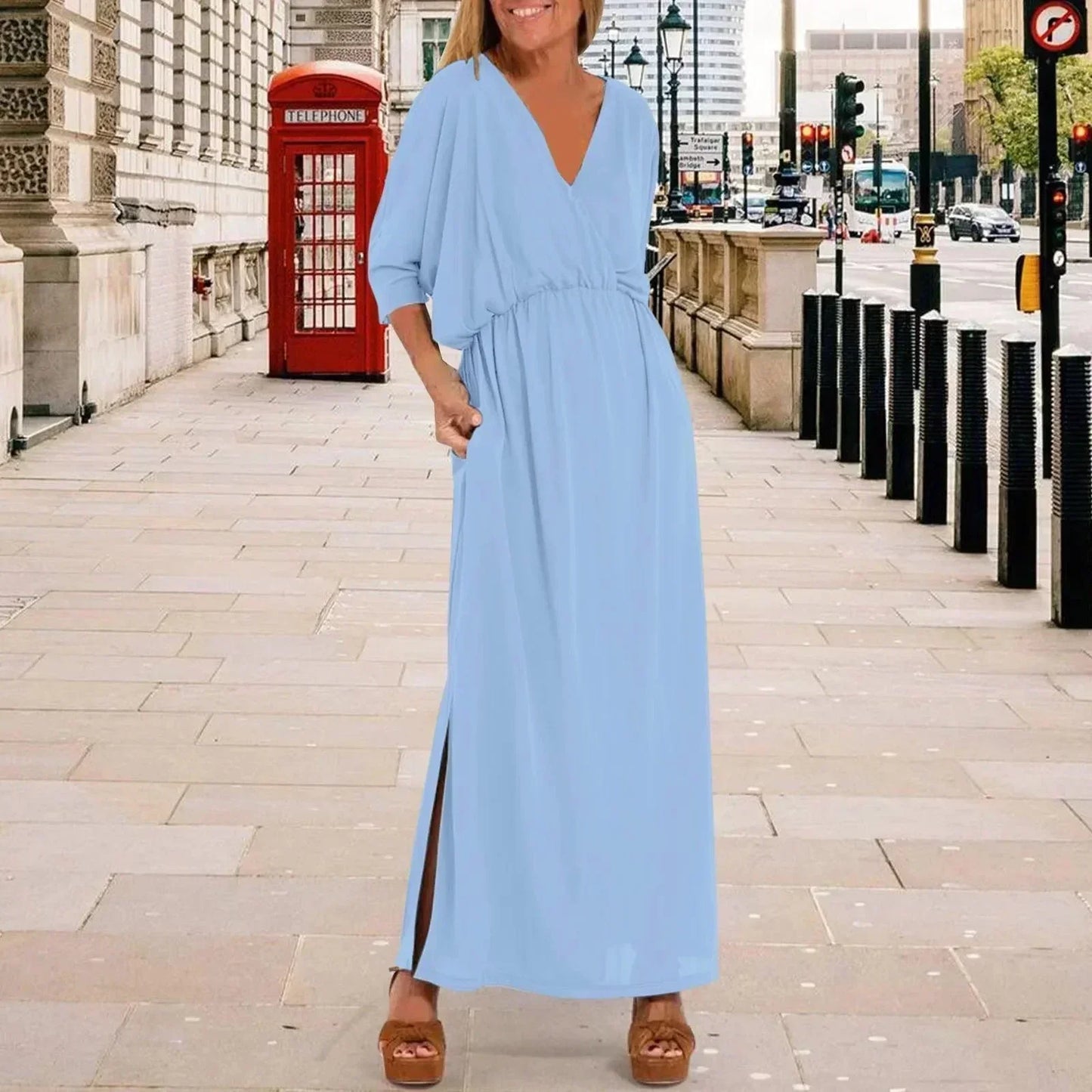 Vestido Ladine™ em Malha Soltinha com Fenda Lateral / Leveza e Conforto com um Toque Casual-Chique!