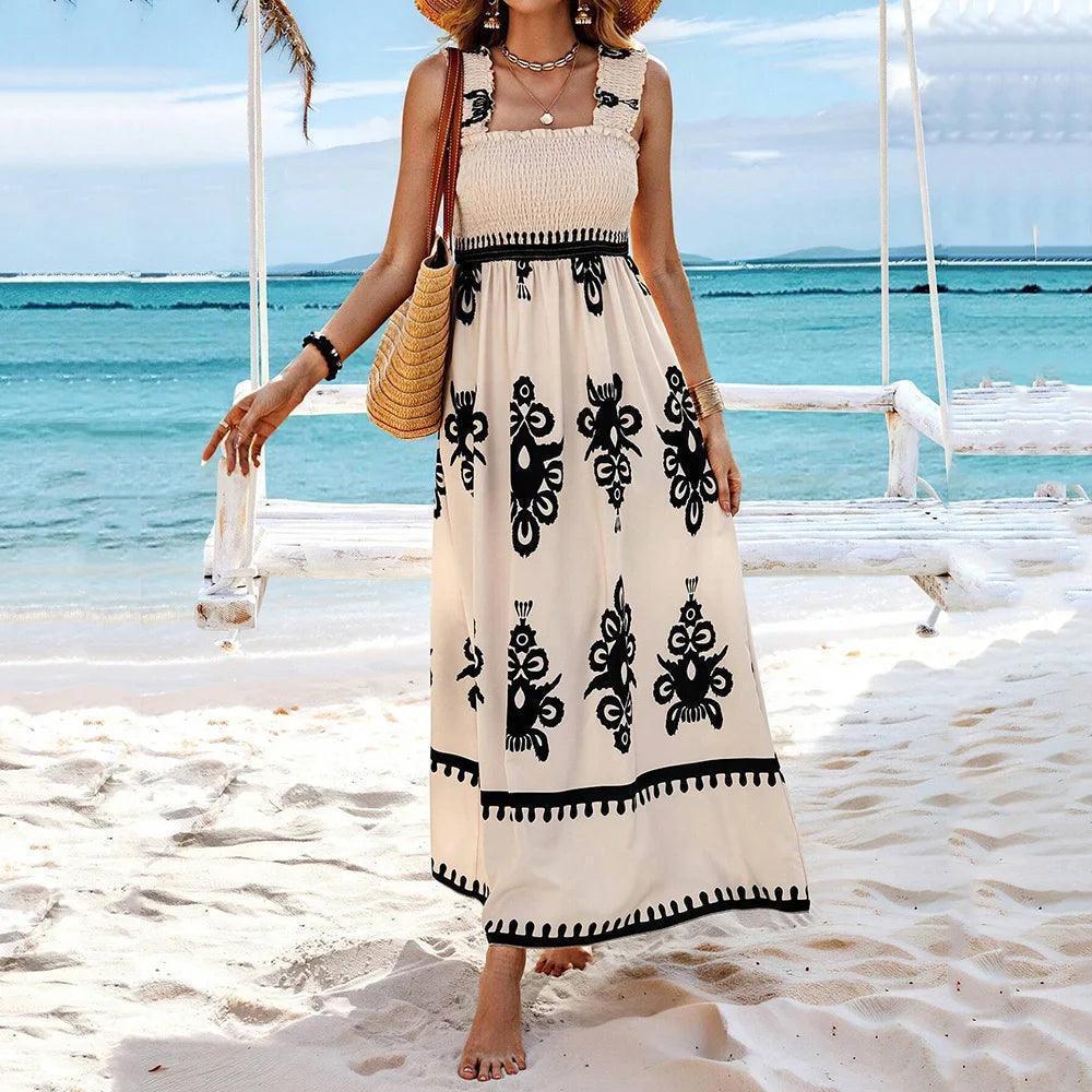 Vestido Mykonos Beach™ com Estampas Barrocas e Caimento Impecável / A Elegância das Praias Gregas com o Conforto de um Look Descontraído!