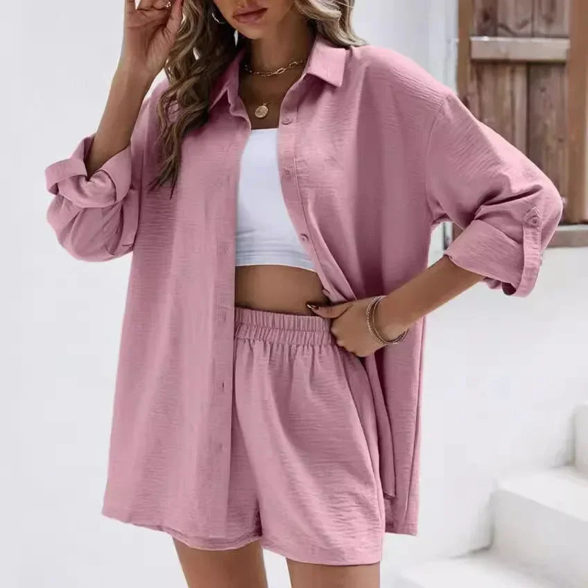 Conjunto Alma™ com Camisa e Shorts em Algodão Texturizado