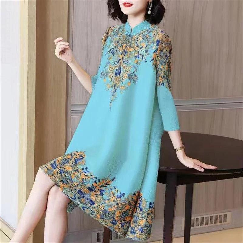Vestido Jardin de Louvre™ em Tecido Nobre com Estampa Barroca / Elegância e Sofisticação Inspiradas na Realeza Europeia!