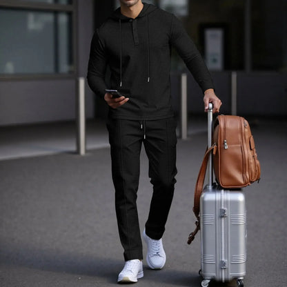 Conjunto Manchester™ em Algodão Texturizado com Capuz e Calça Slim