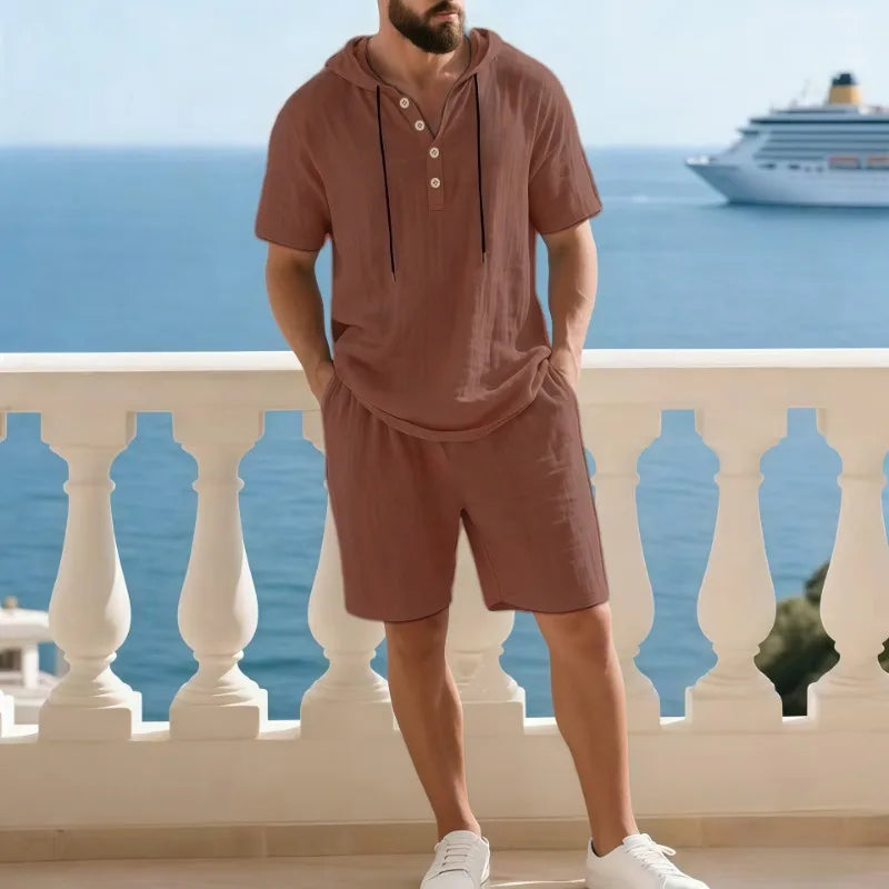 Conjunto Portofino Coast™ Em Linho de Algodão com Capuz Moderno