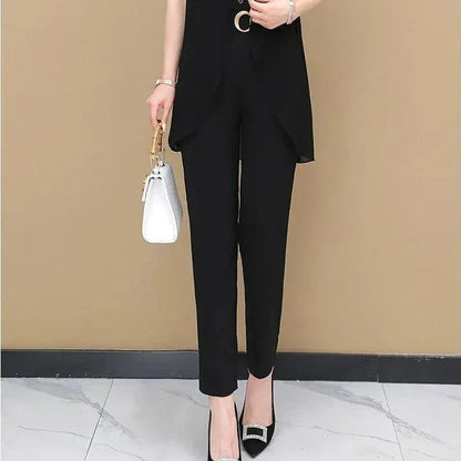 Conjunto Abravanel™ de Camisa com Cardigã Sobreposto + Calça Alfaiataria /  Elegância Atemporal para a Mulher Moderna!