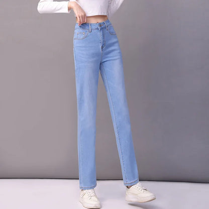Calça Jeans Aurena™ Com Cintura Alta e Caimento Reto