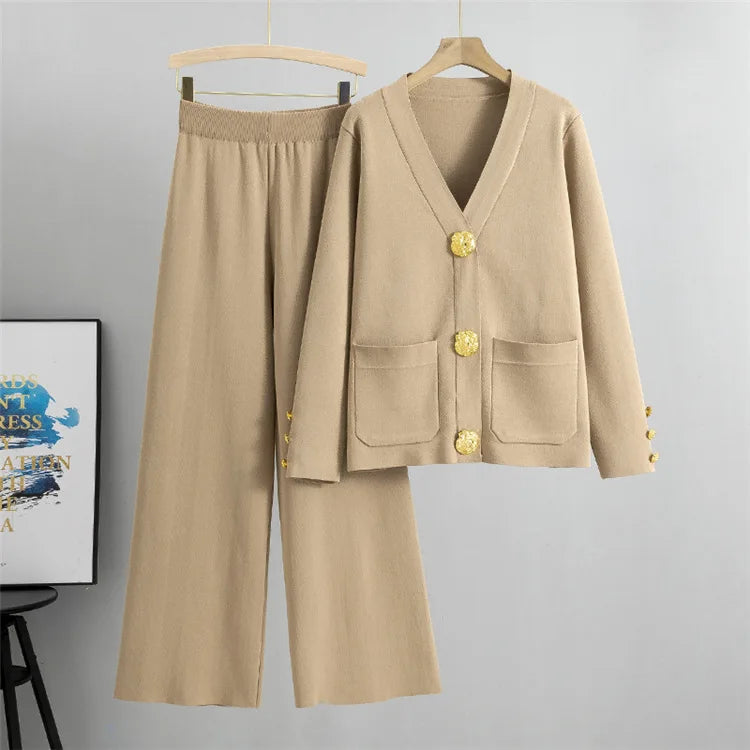 Conjunto Altesse™ Com Botões Dourados e Calça Pantalona