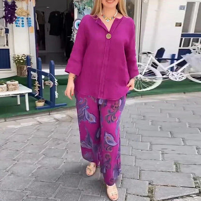 Conjunto Celestia™ em Algodão Leve com Estampa Artística / Conforto e Refinamento para seu Dia a Dia!