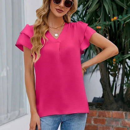 Blusinha Poliana™ com Manga em Camadas e Dobra Frontal