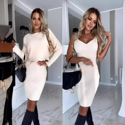 Conjunto Virginia Royale™ com Vestido Minimalista e Top Manga Longa