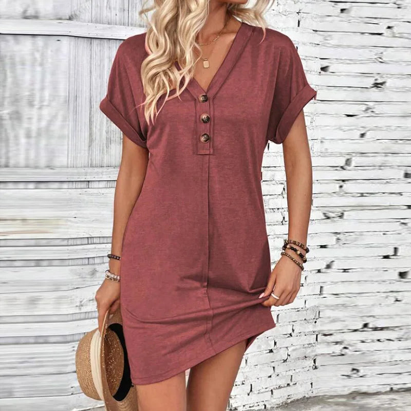 Vestido Audrey™ com Modelagem Casual e Decote em V