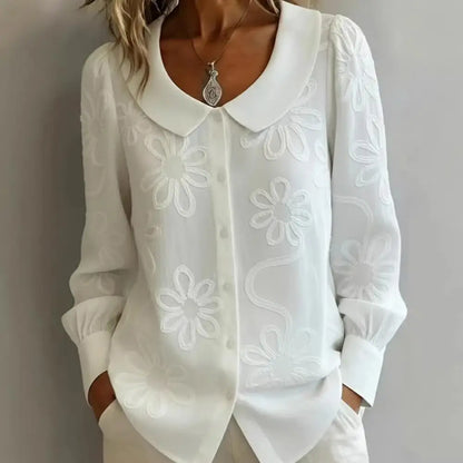 Camisa Fiorenne™ com Bordado Floral e Caimento Delicado