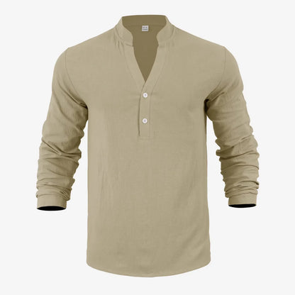Camisa Stephan™ Em Linho de Algodão com Design Minimalista