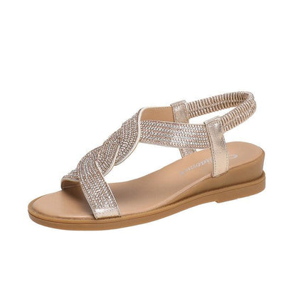 Sandália Rasteirinha Jasmine™ com Aplicação em Strass / A Top em Luxo, Requinte e Conforto Inigualável!