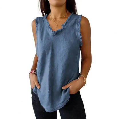 [COMPRE 1 E LEVE 2] Regatinha Videl™ em Linho de Algodão com Detalhes Desfiados / Sofisticação e Estilo para a Mulher Autêntica!