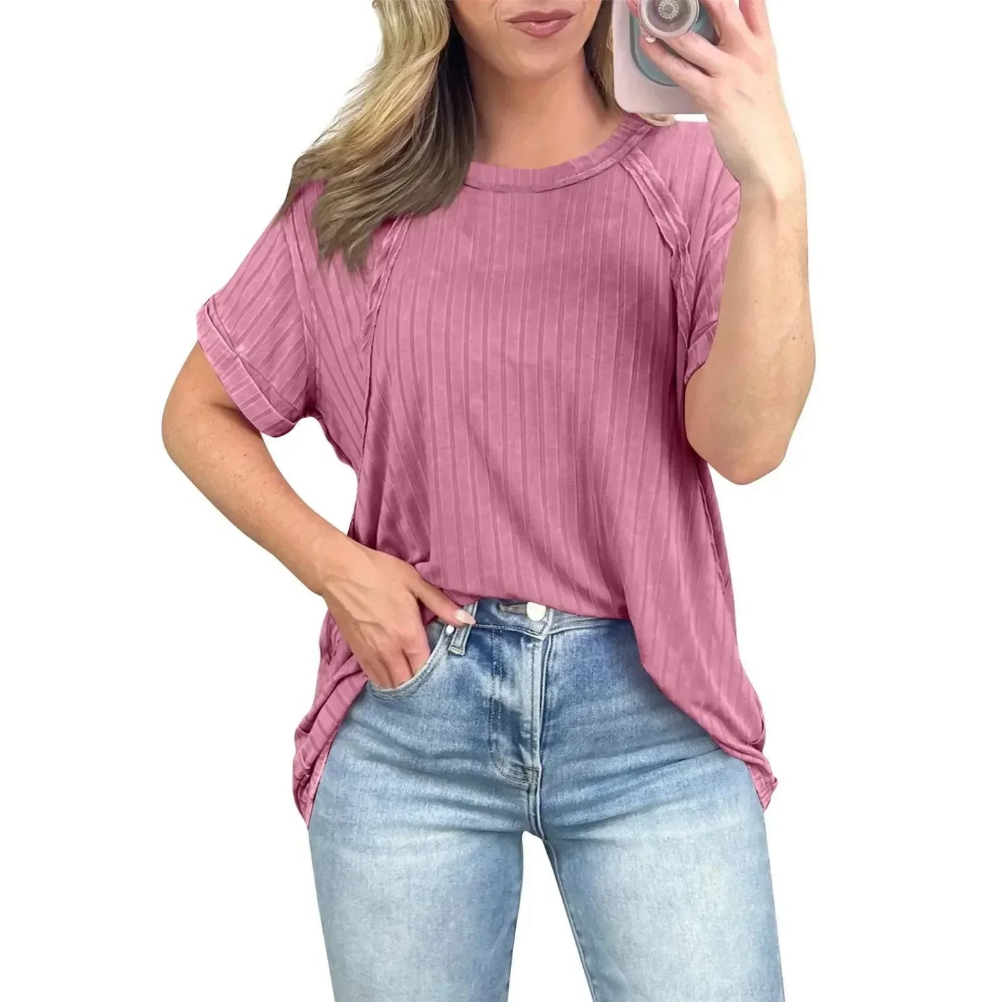Camiseta Texturizada Steffany™ em Algodão Premium  / Exclusividade em Conforto e Estilo que Você Merece!