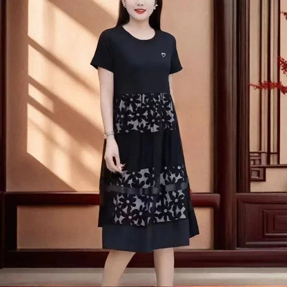 Vestido Flor d'Amore™ Dupla Camada / Estampa Floral com Renda Delicada: Elegância e Conforto Atemporal!