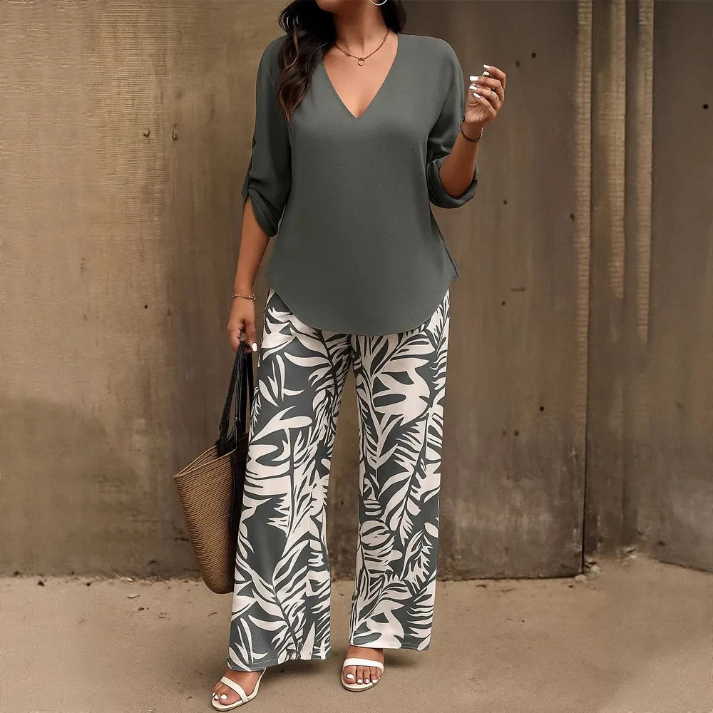 Conjunto Bellariva™ com Calça Estampada e Blusa Leve