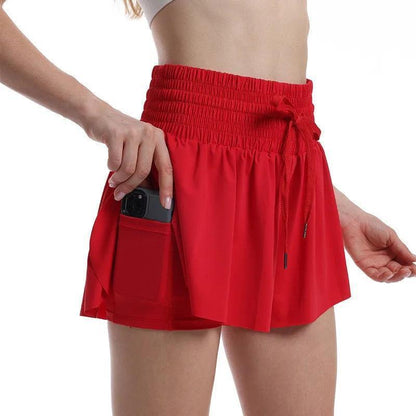 (Compre 1 e Leve 2)  Shorts BellaFit™ com Saia, Cós Alto Elástico e Bolso Funcional