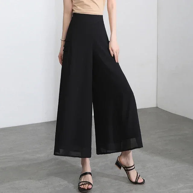 Calça Diva Natural™ Pantalona com Sobreposição Fluida