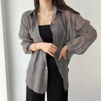 (Promoção Compre 1, Leve 2) Camisa Chiqué™ Estilo Sobretudo em Chiffon / Proteja-se do Sol com Muita Elegância e Estilo!!