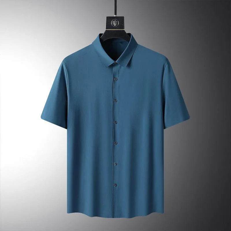 Camisa Social Manga Curta em Seda Gelo - Alto Padrão / Um toque de elegância em seu guarda-roupa!