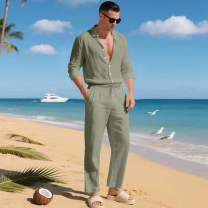 Conjunto Trancoso™ em Linho de Algodão com Design Sofisticado