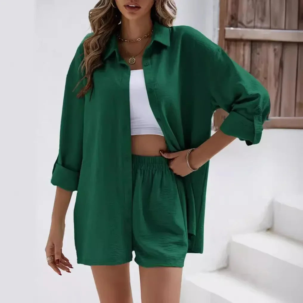 Conjunto Alma™ com Camisa e Shorts em Algodão Texturizado