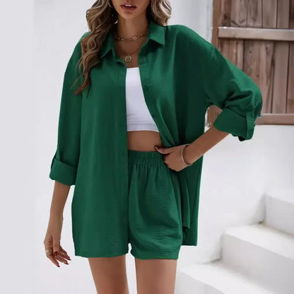 Conjunto Alma™ com Camisa e Shorts em Algodão Texturizado
