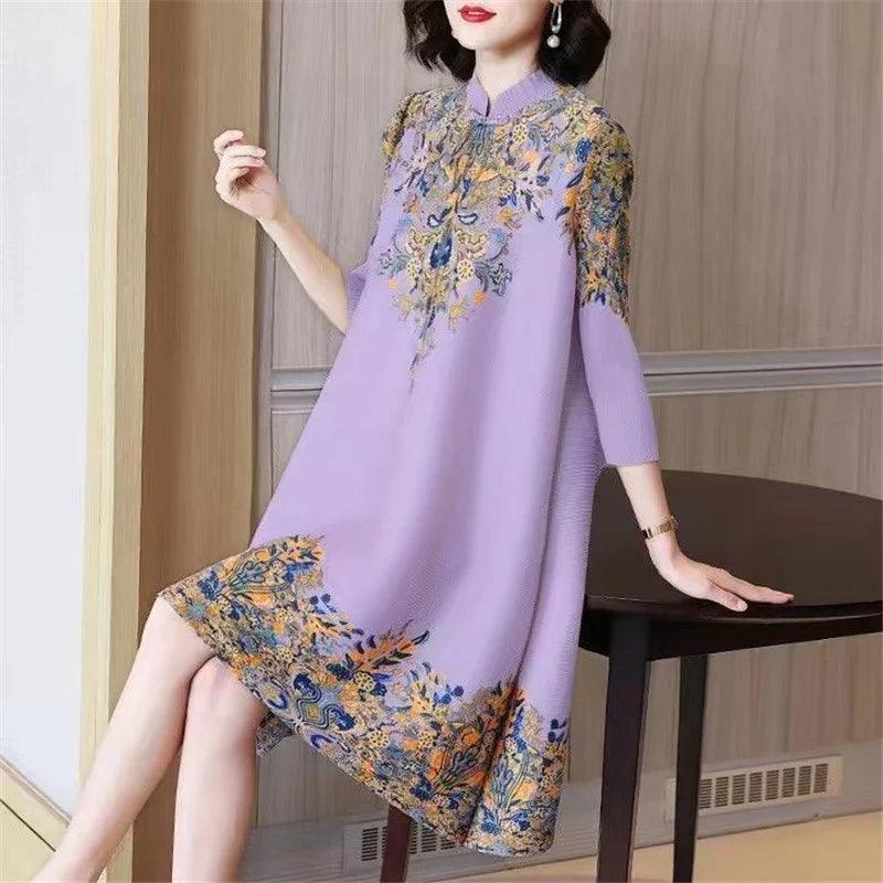 Vestido Jardin de Louvre™ em Tecido Nobre com Estampa Barroca / Elegância e Sofisticação Inspiradas na Realeza Europeia!