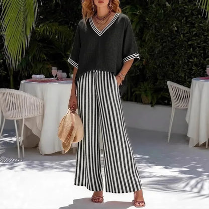 Conjunto Calenne™ em Linho de Algodão com Contraste Elegante