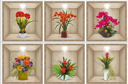 Kit com 6 Quadros Adesivos VivaDécor™ de PVC com Efeito 3D / Transforme suas Paredes em Jardins Vibrantes com um Toque Tridimensional!
