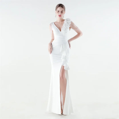 Vestido Aurielle™ com Ombro Decorado e Acabamento Premium