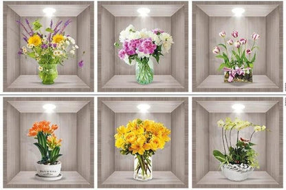 Kit com 6 Quadros Adesivos VivaDécor™ de PVC com Efeito 3D / Transforme suas Paredes em Jardins Vibrantes com um Toque Tridimensional!