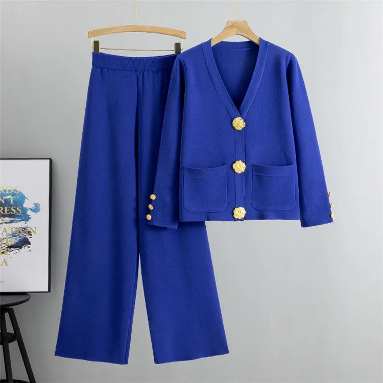Conjunto Altesse™ Com Botões Dourados e Calça Pantalona