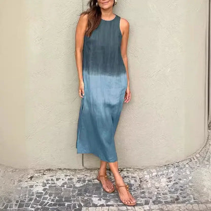 Vestido Siena™ em Linho de Algodão com Efeito Degradê