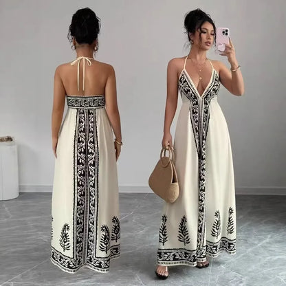 Vestido Bellamara™ com Caimento Amplo e Estética Mediterrânea