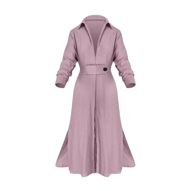 Vestido Riviera™ com Gola Polo, Fendas Laterais e Cintura Ajustada / O Vestido que Toda Mulher Elegante Precisa Ter!