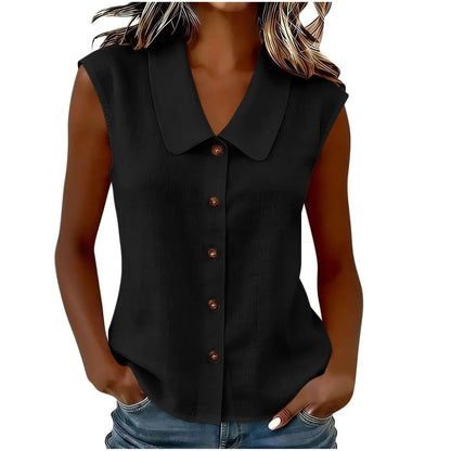[COMPRE 1 E LEVE 2] Camisa Celinea™ em Linho de algodão Com Gola Elegante e Botões Frontais / Leveza Que Combina Com Tudo
