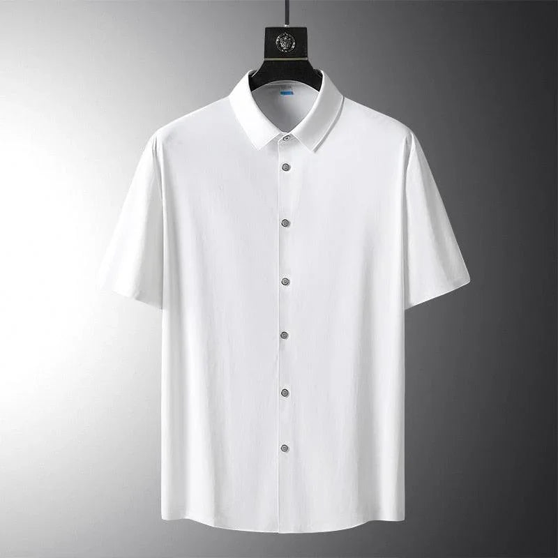 Camisa Social Manga Curta em Seda Gelo - Alto Padrão / Um toque de elegância em seu guarda-roupa!