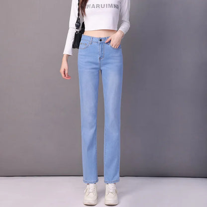 Calça Jeans Aurena™ Com Cintura Alta e Caimento Reto