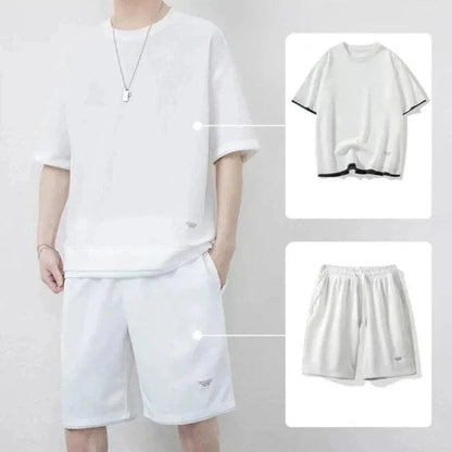 Conjunto Unissex CoolBreeze™ em Seda Gelo com Camiseta + Shorts
