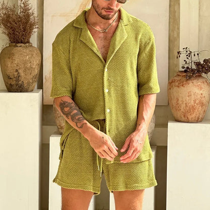 Conjunto Hampton™ com Camisa Resort e Short de Malha Texturizada / Presença casual com acabamento premium