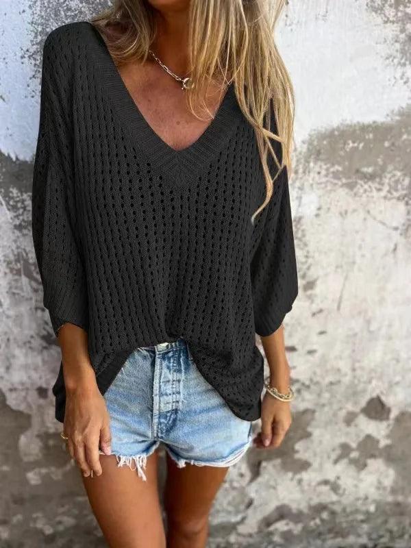 Blusinha Maré™ em Crochê de Algodão com Gola V / Leveza e Frescor para Dias de Sol!