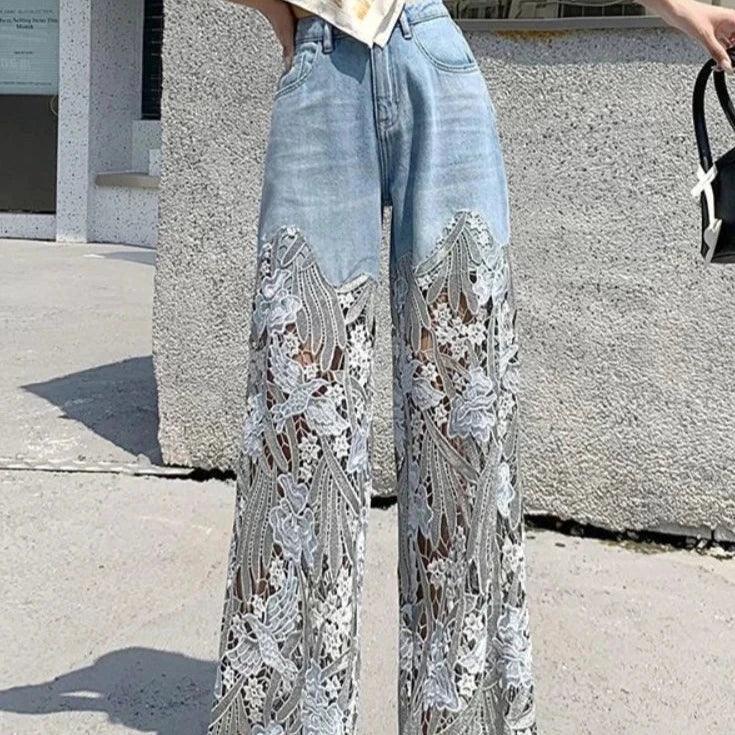 Calça Jeans Monalisa™ Com Detalhes em Renda / A Mais Soltinha e Fresca do Guarda-roupa!
