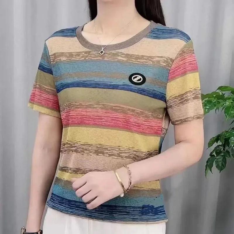 (Promoção Compre 2, Leve 3) Camisetas Soltinhas Carmelinda™ com Cores Vibrantes / Elegância e Conforto para um Verão Radiante!