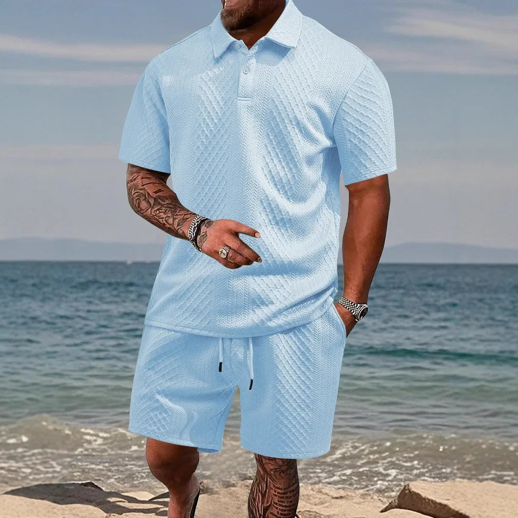 Conjunto Cristiano™ com Malha Texturizada e Gola Polo Estruturada